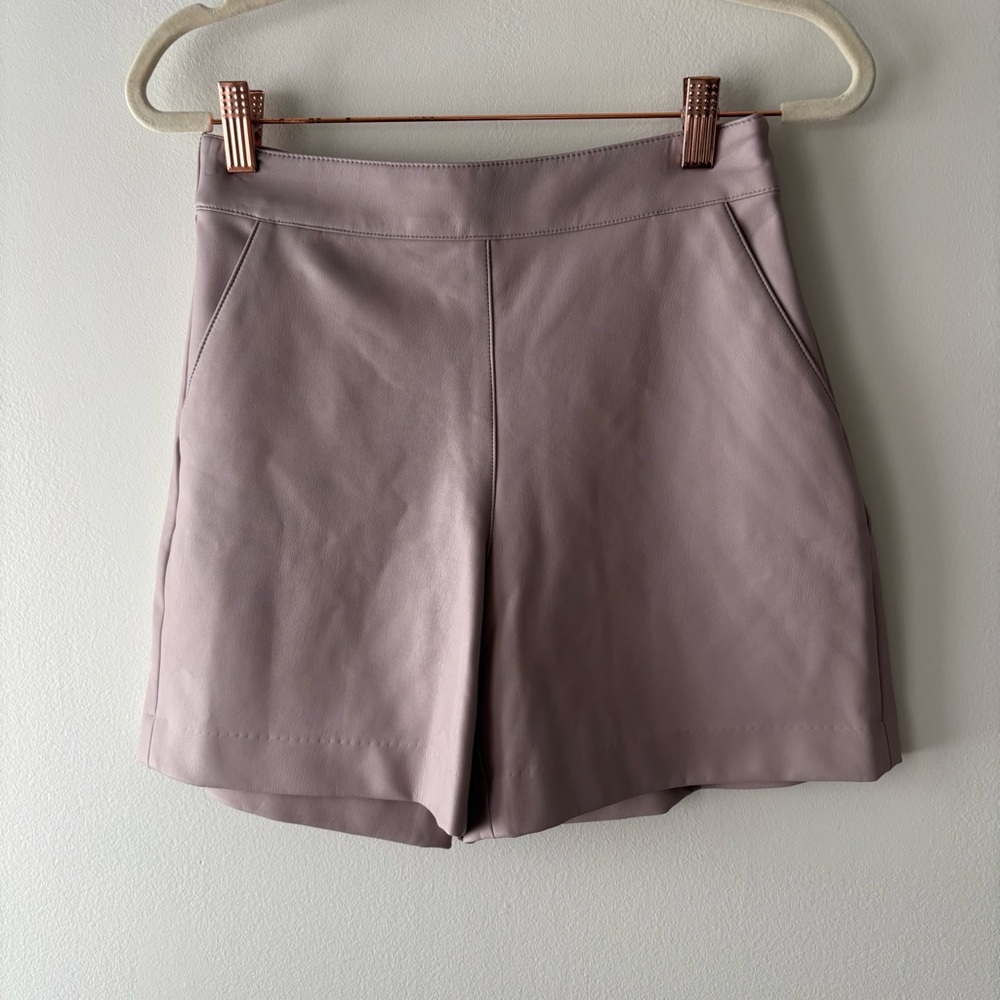 Halogen High Waist‎ Faux Leather Shorts Tan Shorts Sz XS - Picture 2 of 6